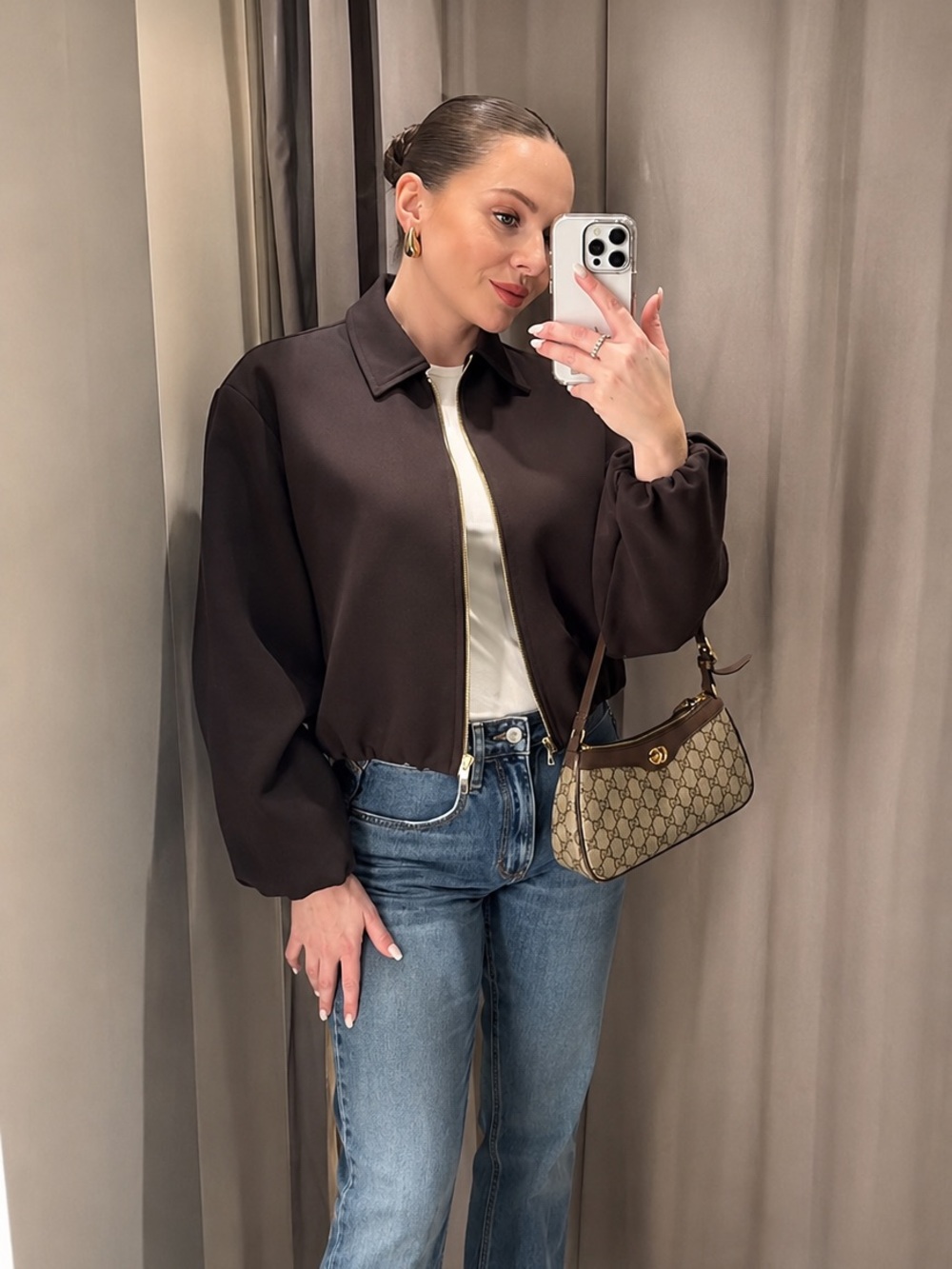 ZARA BNWT ZIPPERED PUFFY JACKET. BROWN 8372/042/800